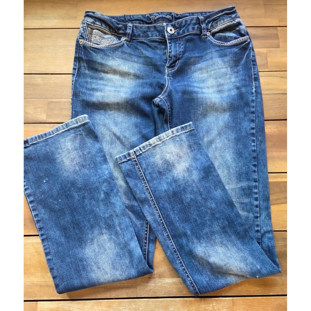 Y2K Maurices embellished distressed straight leg jeans, sz 9/10